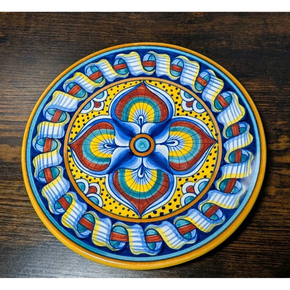 Italian Dipinto A Mano Deruta Wall Decorative Art Plate Hand Painted Floral 8